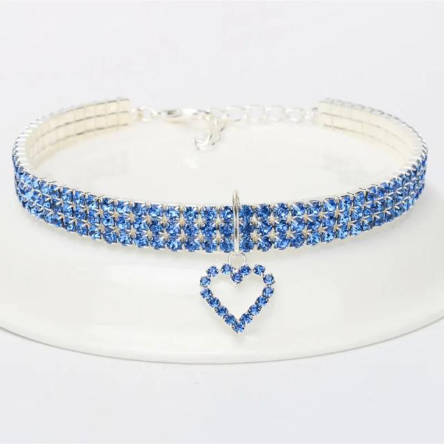 Coleiras elásticas com strass: colar triplo para cães e gatos, elegância e amor em cada detalhe