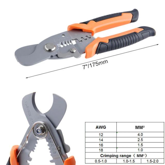 Alicate Profissional para Eletricistas com Stripper de Fios, Cortadores de Cobre e Multitool para Crimpagem de Tubos