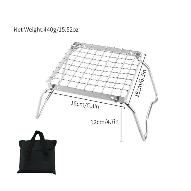 Camping Grill Portátil e Leve com Grelha Ajustável em Aço Inoxidável e Design Dobrável para Caminhadas, Piqueniques e Pesca