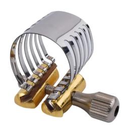 Bocal saxofone de aço inoxidável com clipe, sax ligadura peças, substituto para tenor, ouro, fácil de instalar, 67g - Image 3