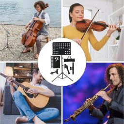 Folha de música para guitarra metal ajustável livro suporte conjunto 35-55 Polegada folha de música profissional dobrável suporte alto com saco - Image 4