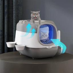 Caixa de areia extra grande para gatos, totalmente fechada, anti-respingo, anti-areia, desinfecção ultravioleta, prova de odores, sanita, suprimentos para gatinhos - Image 2