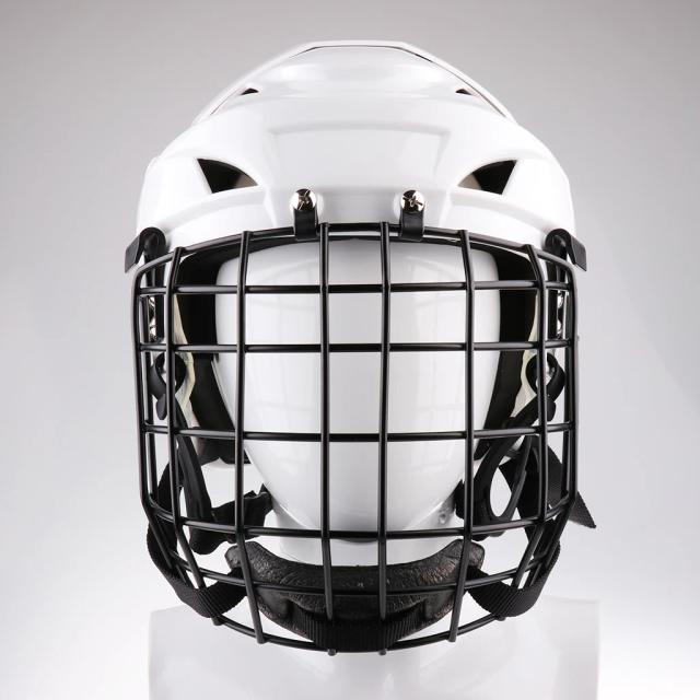 Capacete de Hóquei no Gelo Ajustável para Homens e Mulheres com Máscara Facial, Proteção Completa e Design Elegante na Cor Branca, Tamanhos M e L