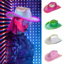 Chapéu de vaqueiro LED para noiva, chapéu de festa mascarada, boné de aniversário, Jazz Dance Show Props, traje de Natal, Dia das Bruxas, 2024 - Image 1