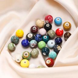 Moda contas de cerâmica para fazer jóias, 6/8/10mm, grande buraco, espaçador artesanal, solto, porcelana, acessórios, 50pcs - Image 5
