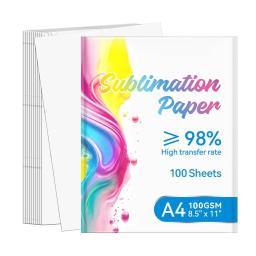 Sublimação Transfer Paper, adequado para todas as impressoras jato de tinta, ideal para copos, tecidos, 100 folhas de 8.5x11in, 120gsm - Image 1