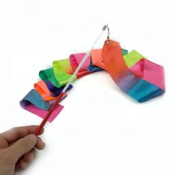 Fita colorida gradiente para crianças, fita de ginástica feminina, seda, dança, treinamento esportivo, brinquedos de presente, vara de 29cm, 2m - Image 3
