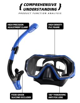 Máscara de mergulho profissional anti-nebulização Snorkel, Óculos Snorkel, Tubo de natação para adultos, Unisex - Image 6