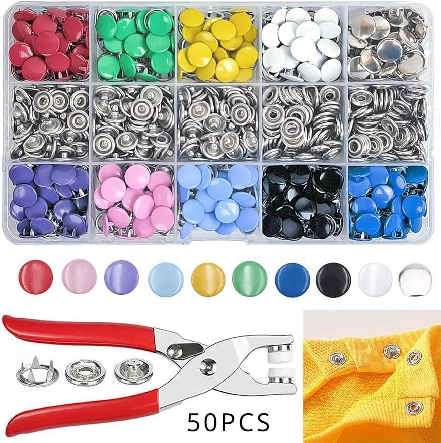 Metal Snaps Botões com Alicate Prendedor, Imprensa Tool Kit, Artesanato DIY, Roupas, Chapéus e Costura, 50 Pcs, 100 Pcs, 200Pcs - Image 1
