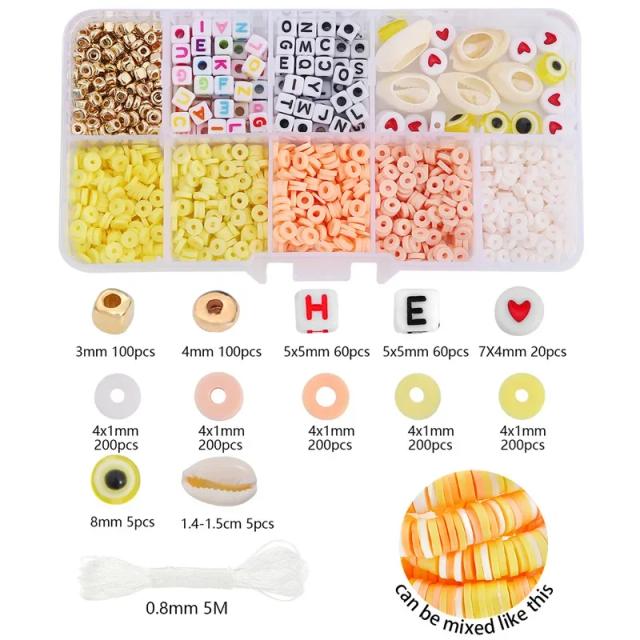 Kit de 1350 Peças de Contas de Argila para Jóias - Acessórios DIY para Crianças e Meninas, Ideal para Pulseiras e Presentes Criativos