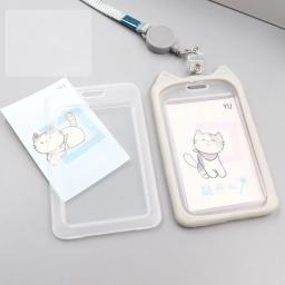 Desenhos animados Gato Titular Do Cartão, Candy Cor ID Card Sleeve, Retrátil Reel Lanyard, Tampa De Crédito De Identidade, Banco Barramento Cartão Caso, 1Pc - Image 4