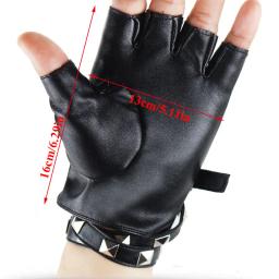 Luvas de couro PU rebite sem dedos para crianças e adultos, luvas de meio dedo, estilo rock punk, bandagem oca, festa - Image 6