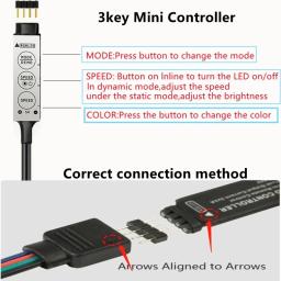 Luzes LED Strip com controle Bluetooth, fita de mudança de cor, luz de fundo para TV, decoração do quarto, RGB 5050, 24 teclas, 44 teclas, 5V - Image 2