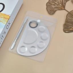 Paleta De Cores De Maquiagem Portátil Com Espátula, Aço Inoxidável, Base Líquida Bandeja De Mistura, Placa De Cor Durável - Image 1