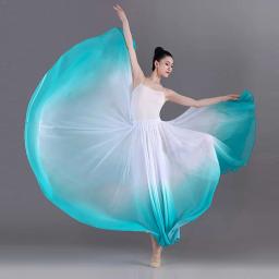 Saias de dança para mulheres, ginástica prática dancewear, fantasia clássica dança, saia gradiente longa, 360 graus, elegante - Image 2