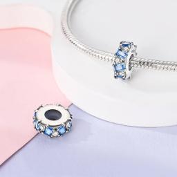 Encantos 925 prata borboleta flores colorido zircão silicone espaçador contas caber pandach 925 pulseiras originais finas jóias diy - Image 5