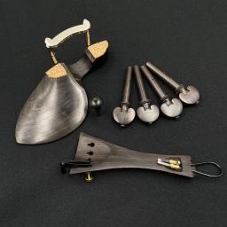 1 conjunto de alta qualidade violino 4/4 ébano natural acessórios de madeira acessórios de peças, tailpiece + pinos de ajuste + endpins + descanso queixo/suporte de queixo - Image 4
