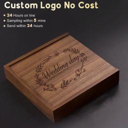 Caixa De Armazenamento Com Logotipo Personalizado Livre, Madeira De Maple, Fotografia, Presente De Casamento, Álbum De Fotos, Caixa De Jóias Decoração, Gravação Livre Nome, Casos De Madeira - Image 1