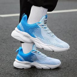 Sapatilhas leves de malha respirável Flywoven para homens, tênis atlético, moda de corrida ambulante, sapato esportivo, com renda - Image 5