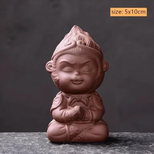 Feito à mão argila roxa macaco rei chá pet zen conjunto de chá decoração sun wukong escultura estatueta chá chinês acessórios - Image 1