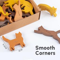 Montessori empilhamento blocos de madeira brinquedos gato balanceamento jogos educativos quebra-cabeça de madeira brinquedos para crianças casa decorações desktop - Image 5