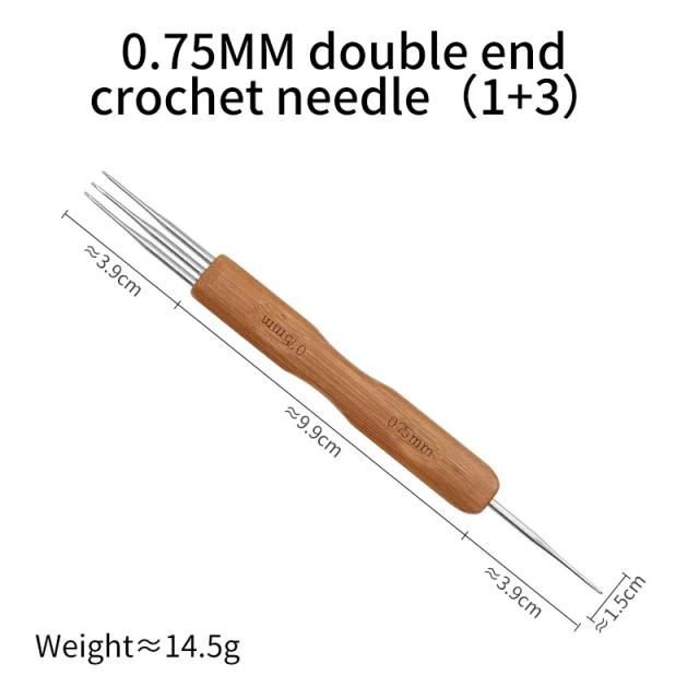 Dreadlock Crochet Gancho com Cabo de Bambu - Kit de Agulhas para Tranças e Extensões de Cabelo 0.5mm e 0.75mm
