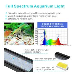 Full Spectrum LED iluminação do aquário, suportes extensíveis, Fish Tank Light, controlador externo, 20-45cm, 110V-240V - Image 3