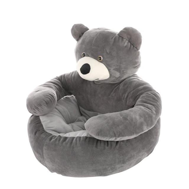 Cama Semi-fechada Super Macia para Cães e Gatos - Aconchegante Acolhimento Inverno com Design de Urso para Filhotes e Gatinhos