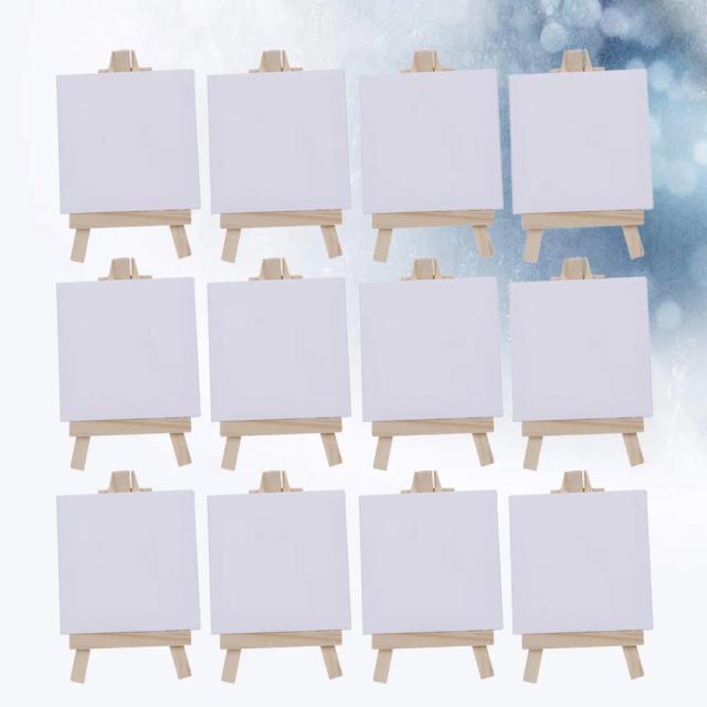 Conjunto de 12 Lonas em Miniatura para Fotos e Pinturas em Branco, Extra Grande, com Painel e Cavalete 