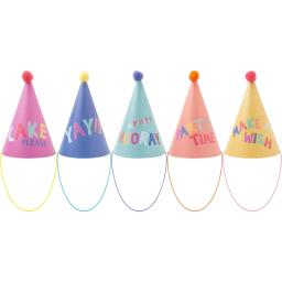 Chapéus de festa coloridos com pom pom para crianças, chapéus de papel, suprimentos artesanais divertidos, festa de aniversário, 15 peças - Image 1