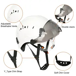 CE Construção Capacete De Segurança Com Viseira Construído Em Óculos De Proteção Para O Chapéu Do Engenheiro ABS ANSI Industrial Work Cap Men Head Protection - Image 3