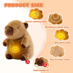 Respiração bebê capivara boneca de pelúcia brinquedos para crianças música calmante bebê dormindo companheiro som e luz bonecas de pelúcia brinquedo presente - Image 2