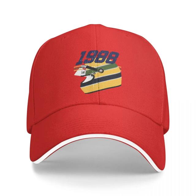 Boné Vintage Feminino de Beisebol com Estampa de F1 e Capacete Senna - Chapéu à Prova de Vento em Cores Neutras