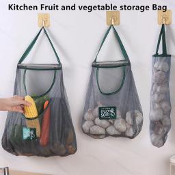 Sacos De Armazenamento Reutilizáveis para Cozinha, Saco de malha suspenso, Armazenamento de frutas e vegetais em casa, Saco líquido para gengibre, alho, batatas e cebolas - Image 1