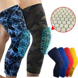 1pc favo de mel basquete joelheiras esporte vôlei futebol treinamento segurança joelho suporte protetor cinta compressão perna manga - Image 3