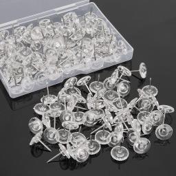 100 peças tachas de polegar transparentes, ponto de aço e cabeça, alfinetes planos transparentes para marcação de tecido, organização de escritório - Image 3