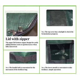 Impermeável PE Pano Compost Waste Collection Bag, Ferment Container, Leaf Sack, Storage Bin com Viewing Window, Jardim - Image 4