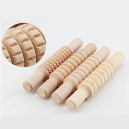 Em relevo Polymer Clay Cerâmica Cerâmica Cerâmica Arte, Rolo Rod Textura Rolling Pin, DIY Baking Tool, Textura De Madeira, Padrão Pressionado - Image 4