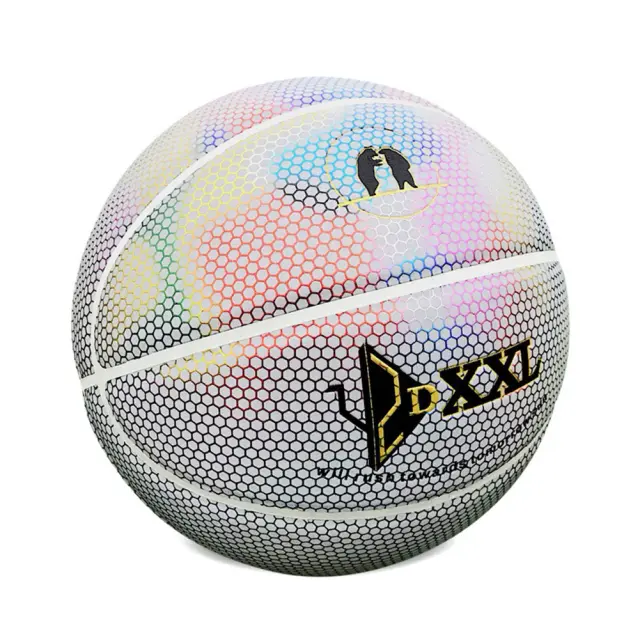 Bola de Basquete Reflexiva PU Brilhante para Treinamento Masculino e Feminino, Ideal para Uso Interno e Externo, Presente Perfeito