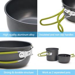 Acampamento panelas conjunto de cozinha equipamento sobrevivência ao ar livre antiaderente utensílios de mesa chaleira pote pan tigela caminhadas viagem portátil churrasco piquenique - Image 3