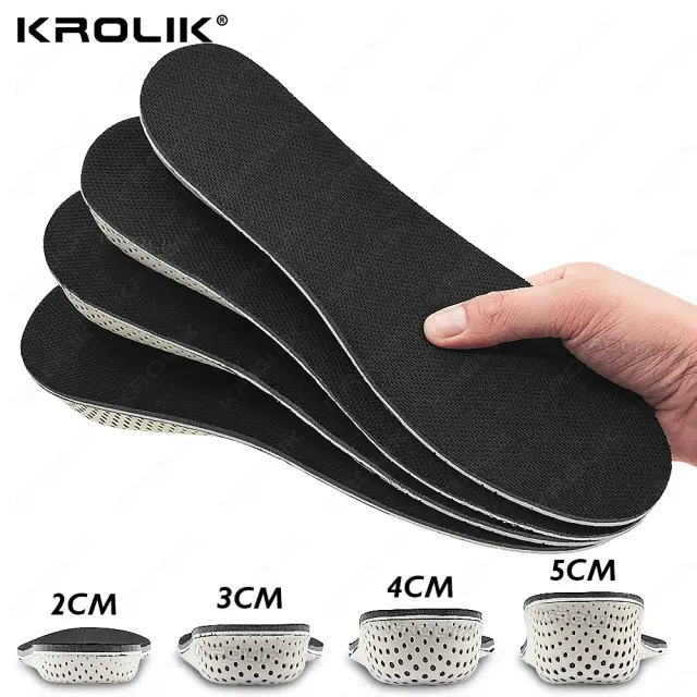 Elevadores de Sapatos Respiráveis para Homens e Mulheres: Palmilhas Confortáveis para Aumentar a Altura em 2 a 5 cm, 1 Par