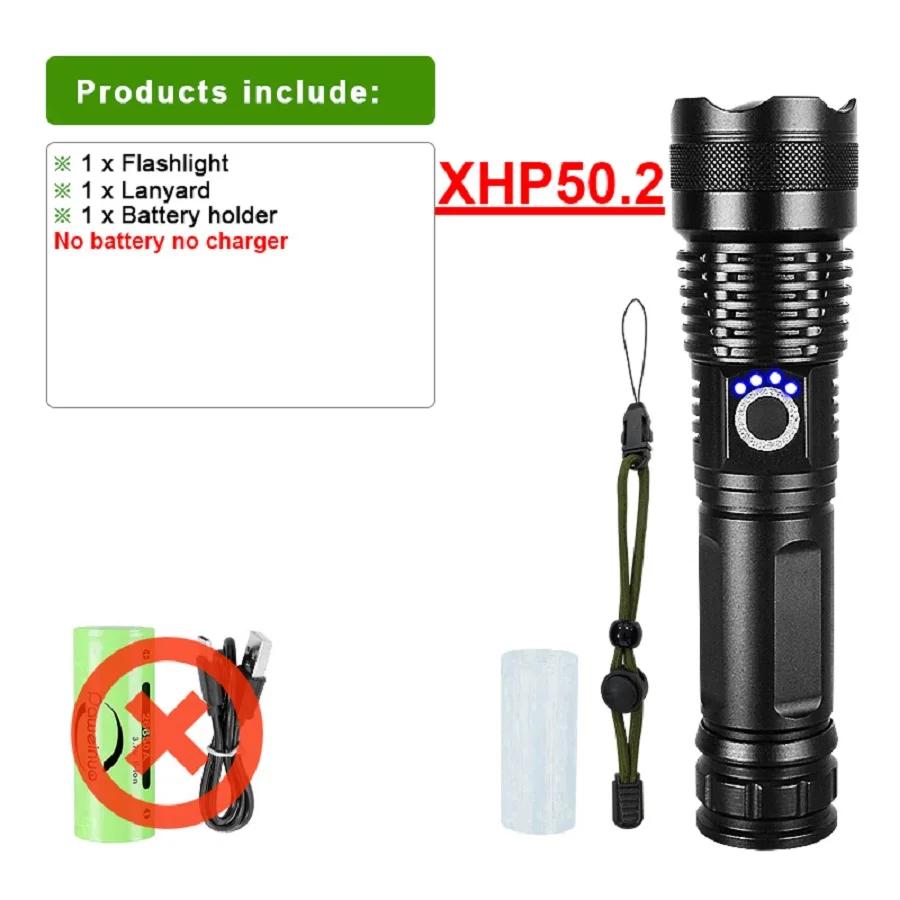 Lanterna LED mais poderosa Lanterna recarregável USB Lanterna de alta potência Lanterna tática Long Shot Lâmpada de mão para acampamento - Image 1