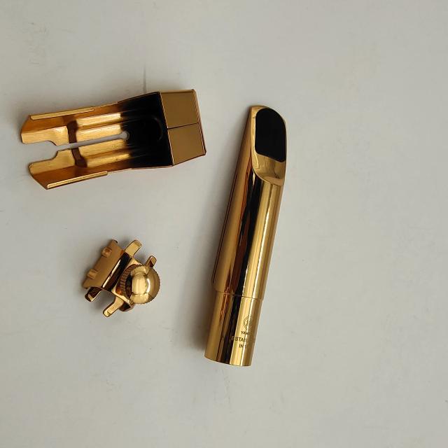 Boquilha de Saxofone Metal Banhada a Bronze para Alto e Tenor - Tamanhos 5 a 9 com Fotos Reais