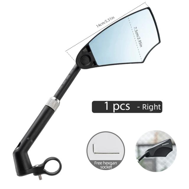 Espelho Retrovisor HD Vision 360° para Bicicletas ROCKBROS com Rotação Ajustável e Ampla Visibilidade para Segurança no Ciclismo e MTB