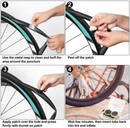 Conjunto de ferramentas para reparo de pneus de bicicleta, 1-50 peças, sem cola, remendos de pneus de bicicleta, adesivo sem cola, secagem rápida, acessórios de bicicleta - Image 6