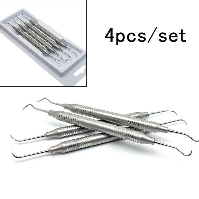 Kit Raspador Dental Aço Inoxidável 4 Peças