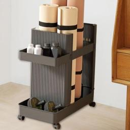 Armazenamento Rack Carrinho com Roda, Rack Multiuso, Rack Haltere para Rolo de Espuma Esteira de Yoga, Home Gym Fitness - Image 3