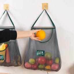 Sacos De Armazenamento Reutilizáveis para Cozinha, Saco de malha suspenso, Armazenamento de frutas e vegetais em casa, Saco líquido para gengibre, alho, batatas e cebolas - Image 4