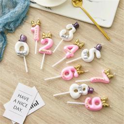 Cute Bowknot Aniversário Número Vela Princesa Príncipe 0-9 Número Velas Decoração Bolo Digital Candle Topper Cupcake Party Candles - Image 1