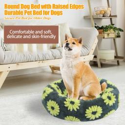 Ninho de pelúcia redondo com bordas levantadas para animais, cama de gato Donut, almofada para cães, cama aconchegante para gatos pequenos - Image 2